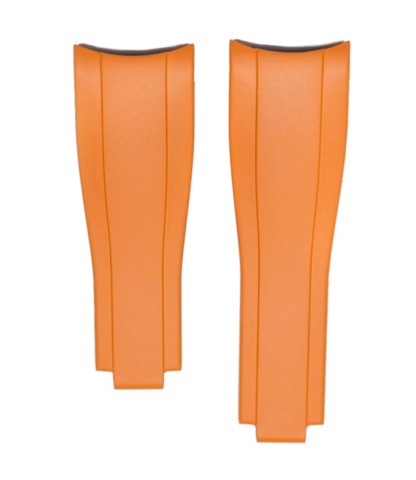 EH7ORG46 - Orijinal Rolex Klipsine Uygun Kavisli Kauçuk Kayış / Renk: Turuncu / Ebat: 4/6