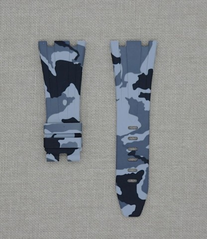 Tempomat Madrid - Audemars Piguet Royal Oak Offshore 42mm Model Ailesi Uyumlu Kauçuk Kayış - Gri Kamuflaj