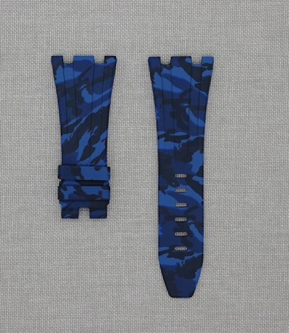 Tempomat Madrid - Audemars Piguet Royal Oak Offshore 42mm Model Ailesi Uyumlu Kauçuk Kayış - Mavi Kamuflaj