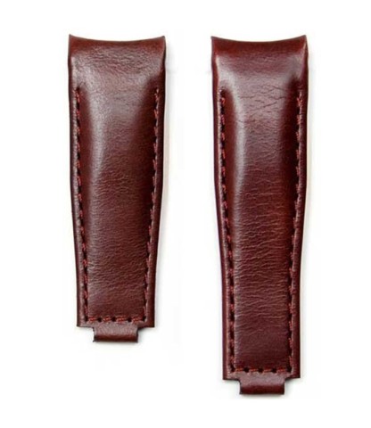 EH9BRN46 - Orijinal Rolex Klipsine Uygun Kavisli Deri Kayış / Renk: Koyu Kahve / Ebat: 4/6