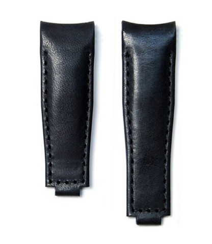 EH9BLK46 -  Orijinal Rolex Klipsine Uygun Kavisli Deri Kayış Renk: Siyah / Ebat: 4/6